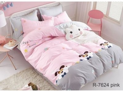 Постельное белье TAG - R7624 pink, полуторный комплект